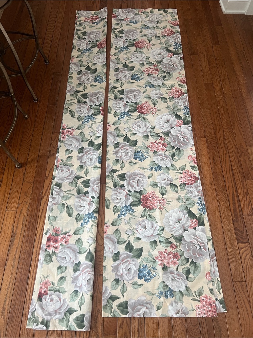 Crown Craft Williamsburg Floral Garden Gable 2 Panel Curtains 84”x40” Tie Backs